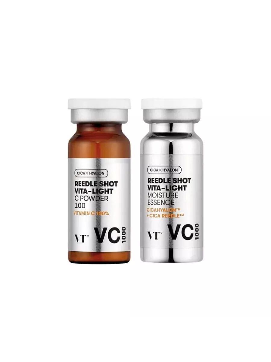 VT Cosmetics Reedle Shot Vita-Light Toning Essence VC1000 Bottle 1(Powder) 1g + Bottle 2(Essence) 9ml