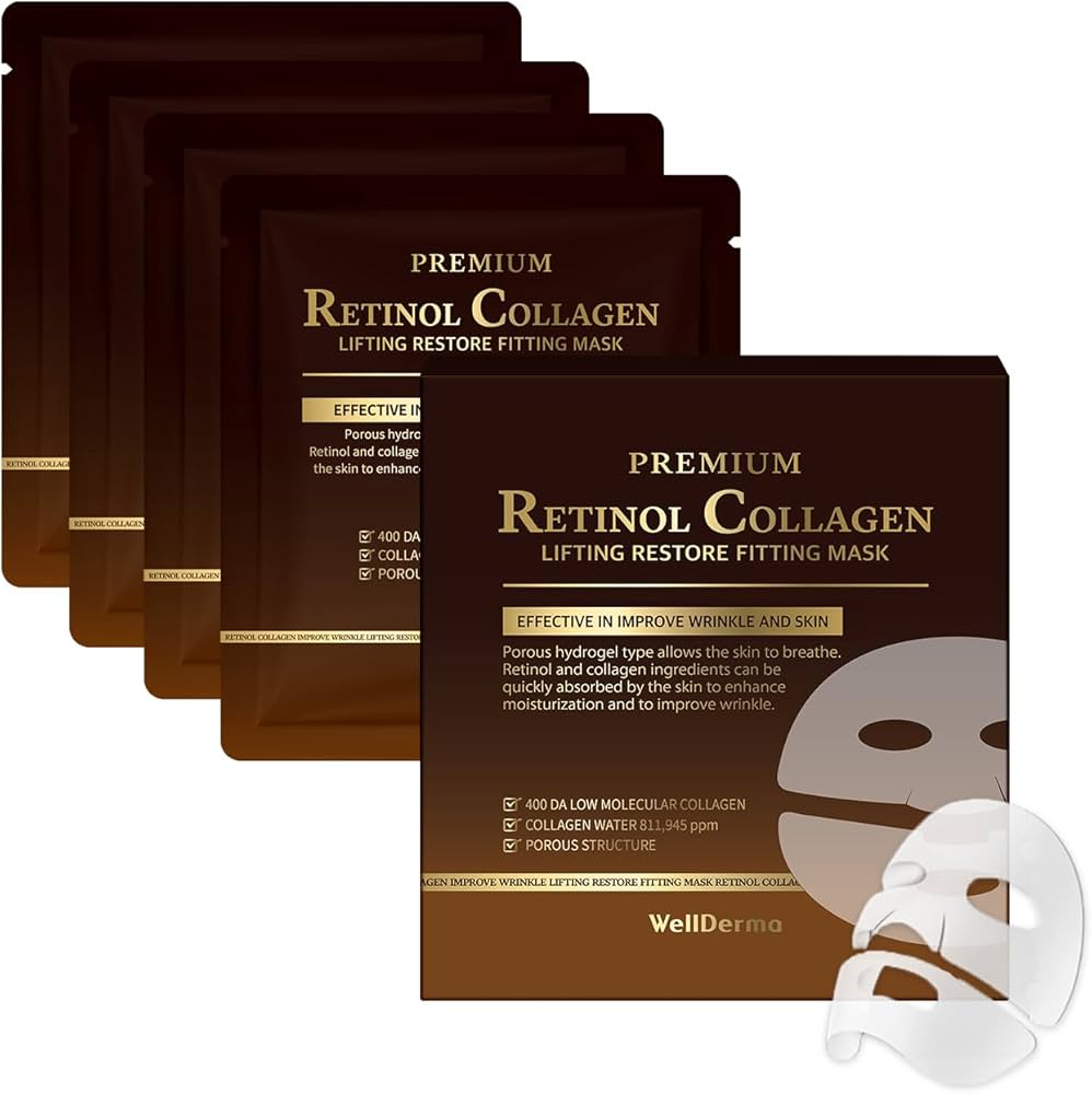 WellDerma Premium Retinol Collagen Lifting Restore Fitting Mask 4ea